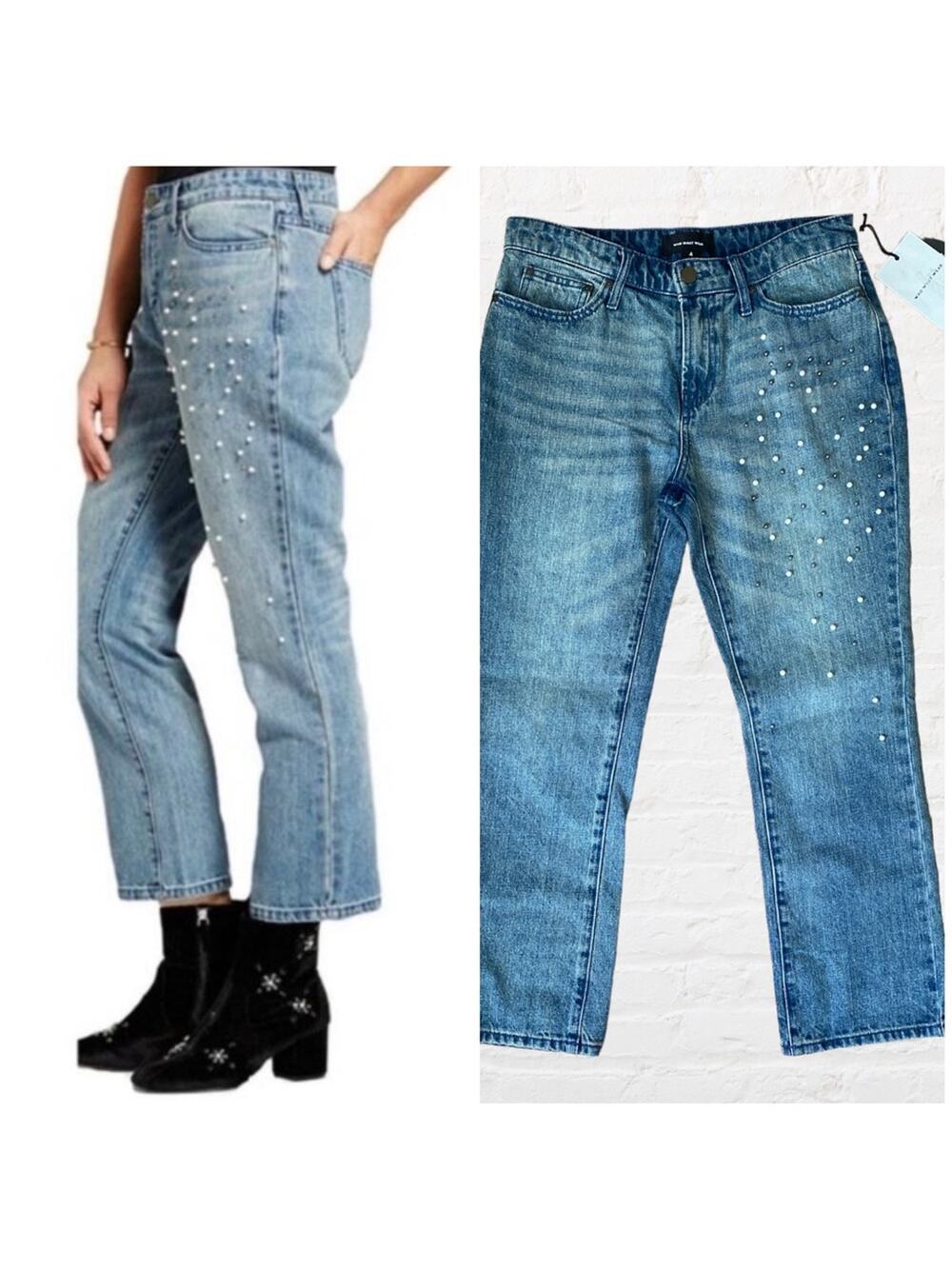 NEW Who What Wear beaded cropped jeans